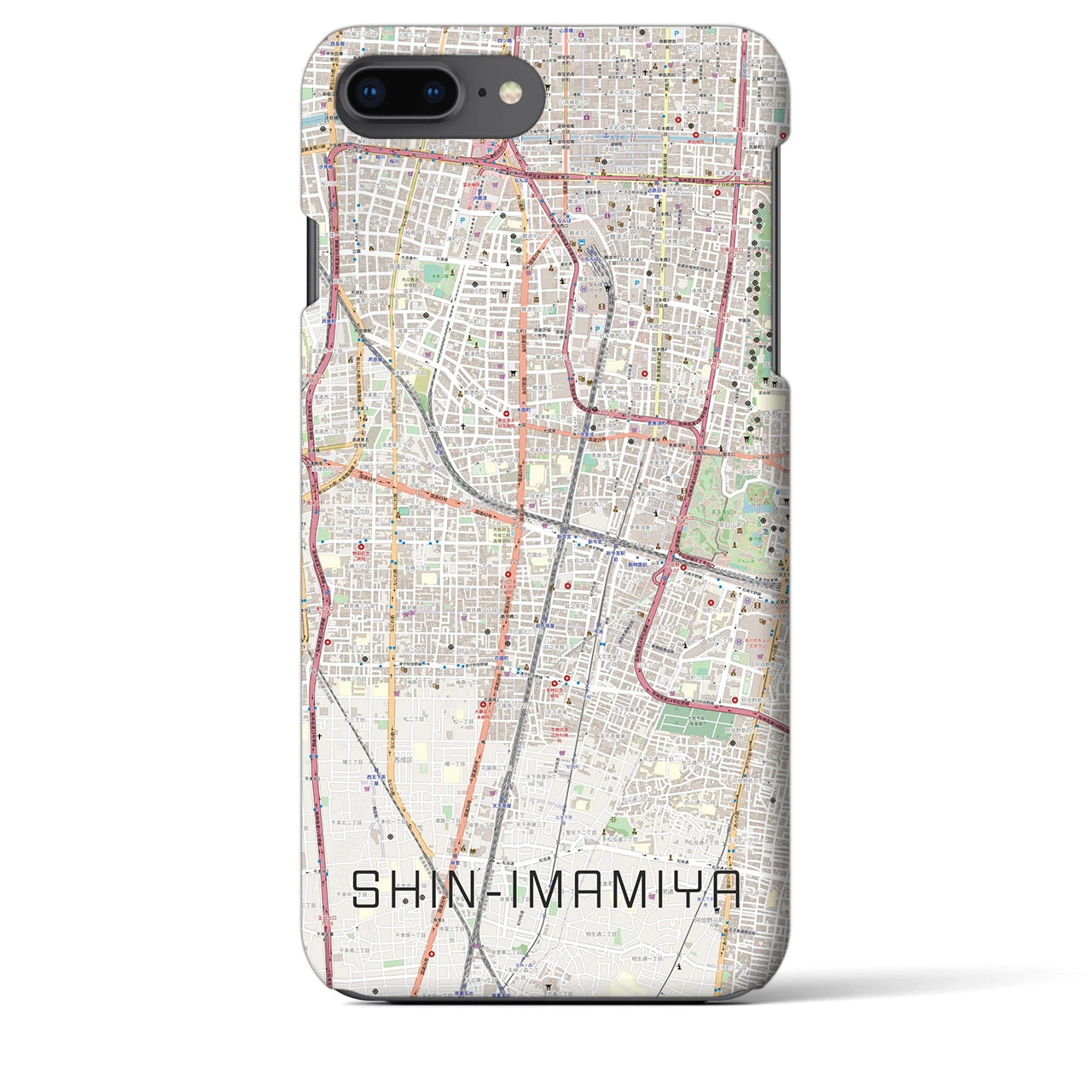【新今宮(大阪府)】地図柄iPhoneケース(バックカバータイプ)