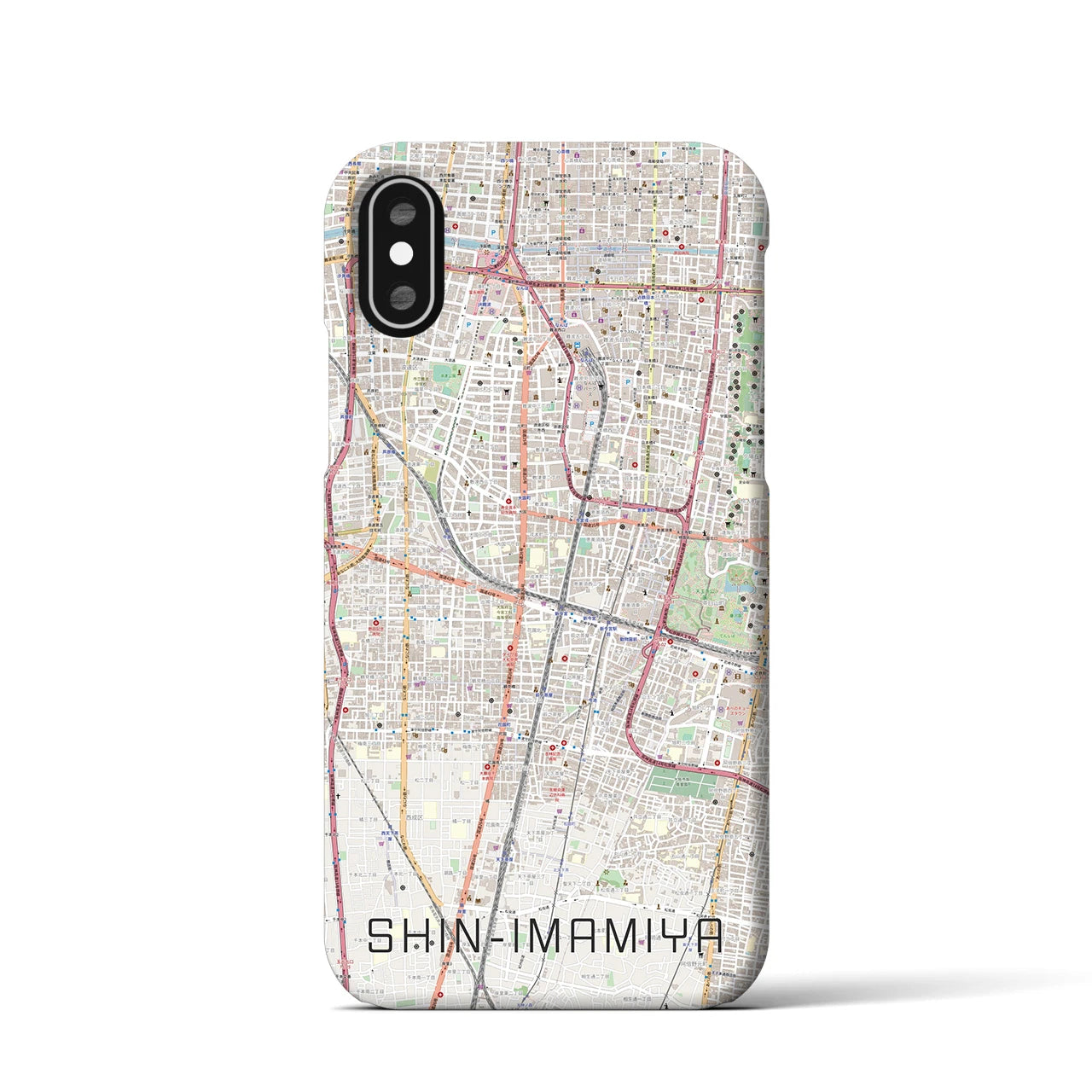 【新今宮(大阪府)】地図柄iPhoneケース(バックカバータイプ)
