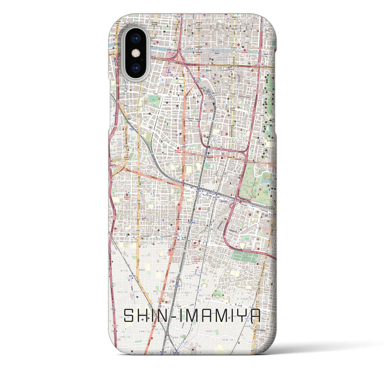 【新今宮(大阪府)】地図柄iPhoneケース(バックカバータイプ)