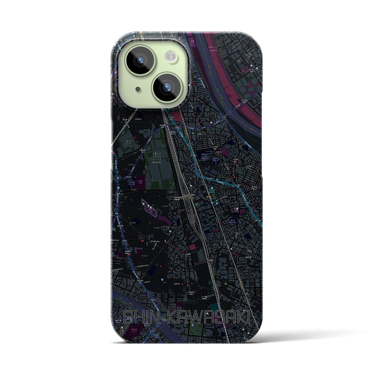 【新川崎(神奈川県)】地図柄iPhoneケース(バックカバータイプ)