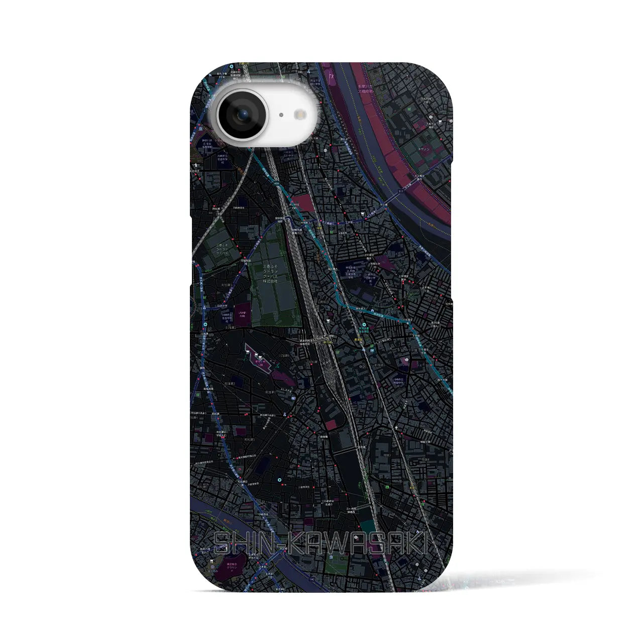 【新川崎(神奈川県)】地図柄iPhoneケース(バックカバータイプ)