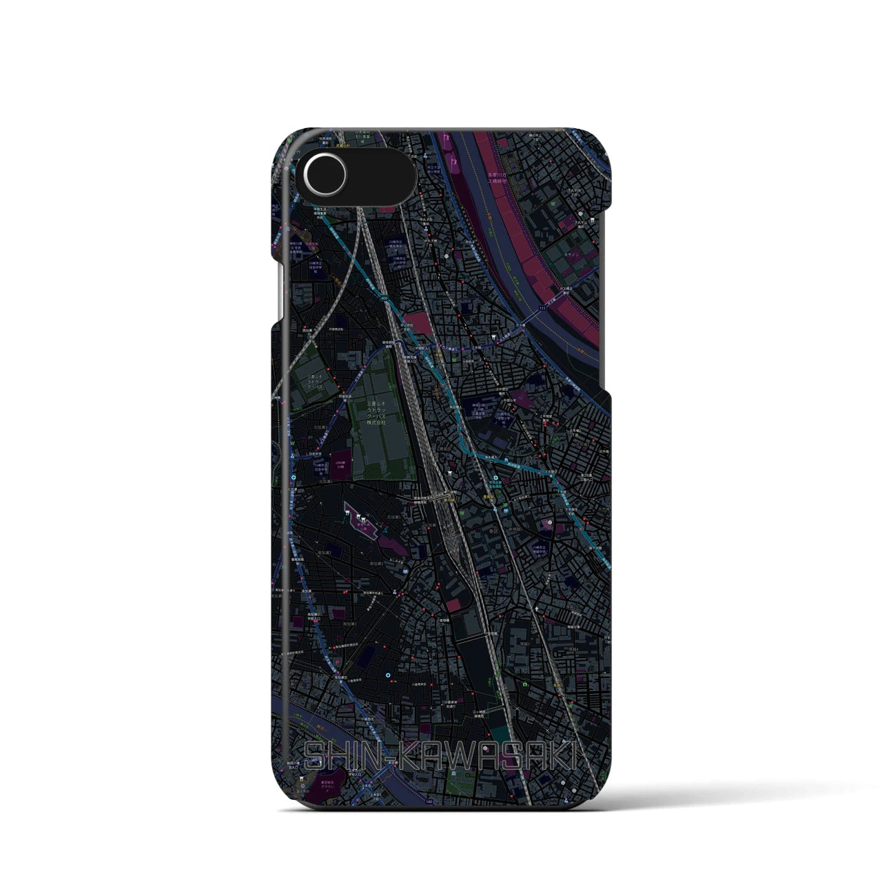 【新川崎(神奈川県)】地図柄iPhoneケース(バックカバータイプ)