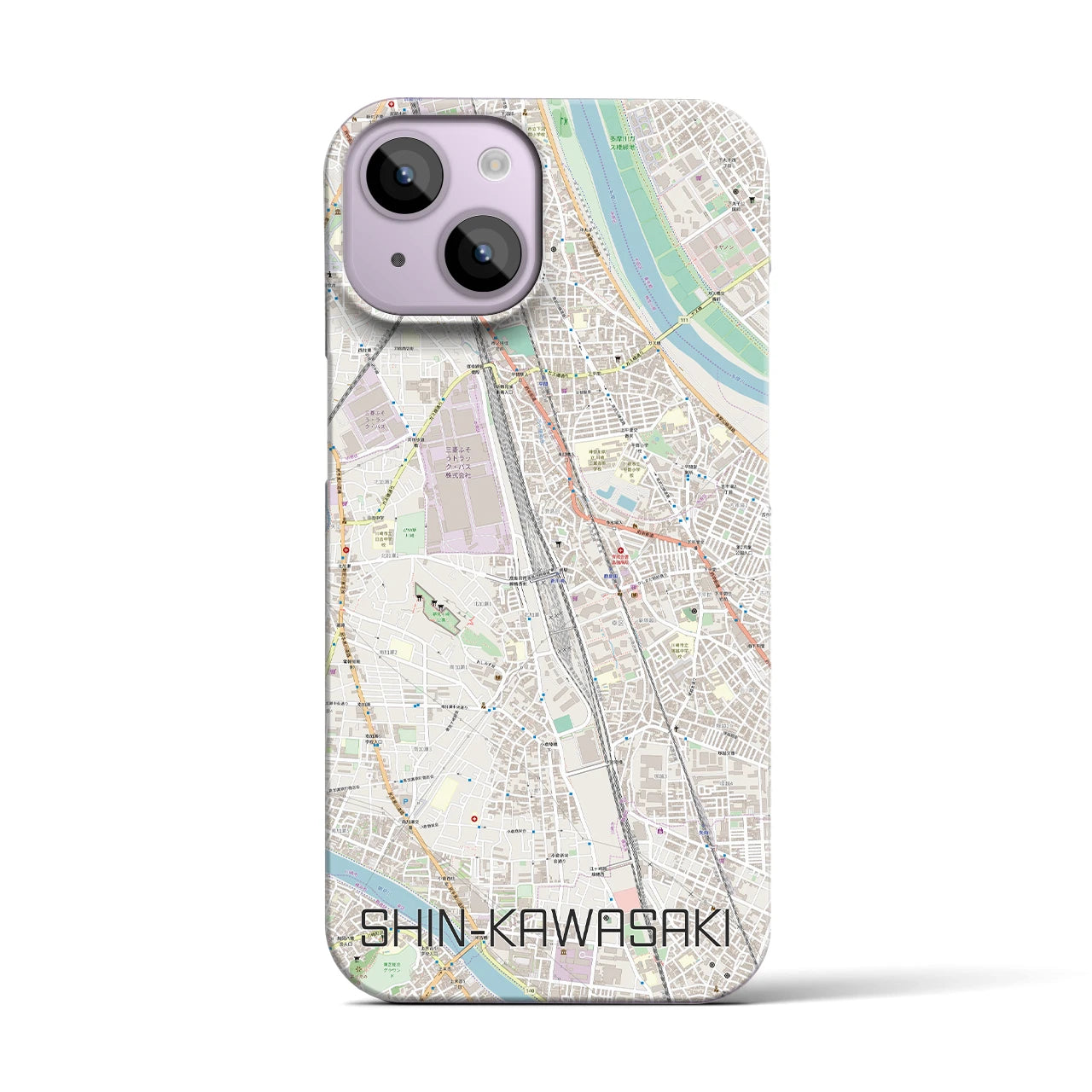【新川崎(神奈川県)】地図柄iPhoneケース(バックカバータイプ)