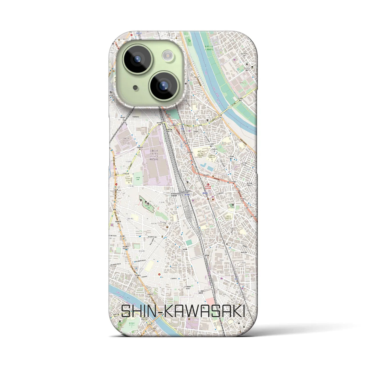 【新川崎(神奈川県)】地図柄iPhoneケース(バックカバータイプ)