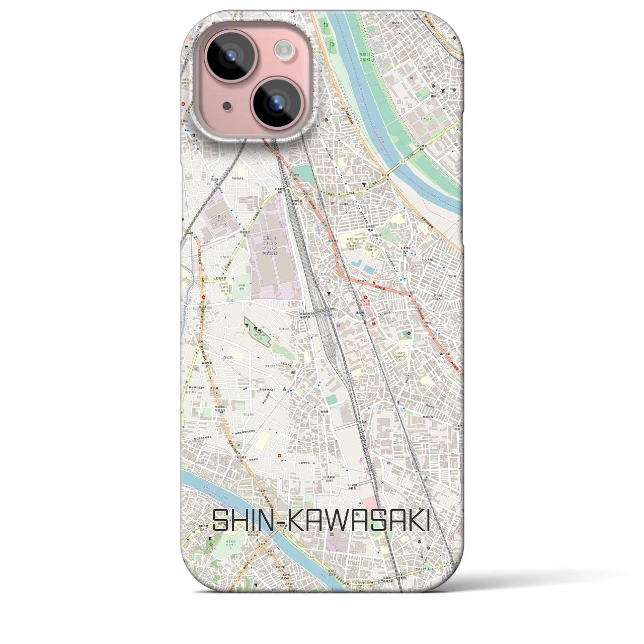 【新川崎(神奈川県)】地図柄iPhoneケース(バックカバータイプ)