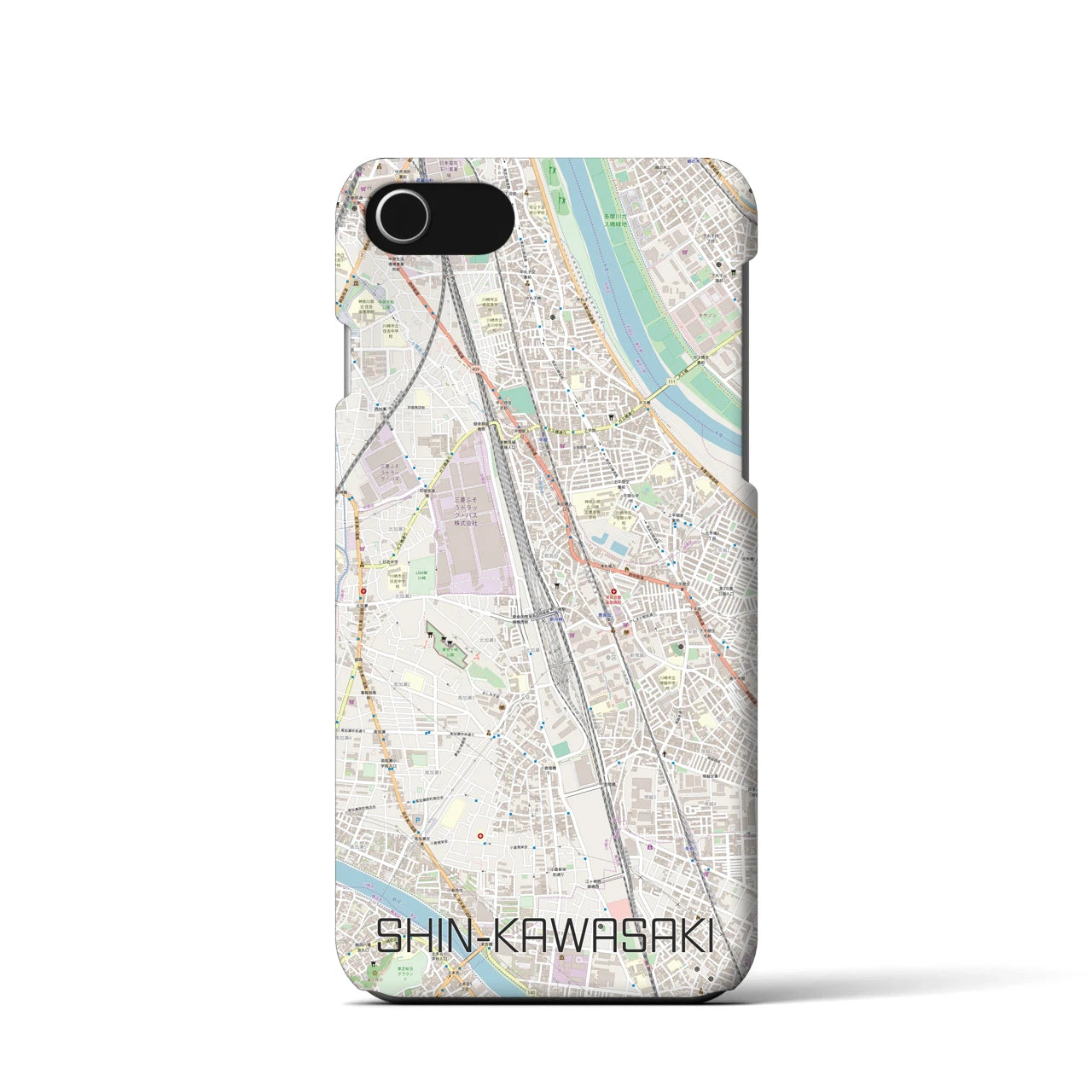 【新川崎(神奈川県)】地図柄iPhoneケース(バックカバータイプ)