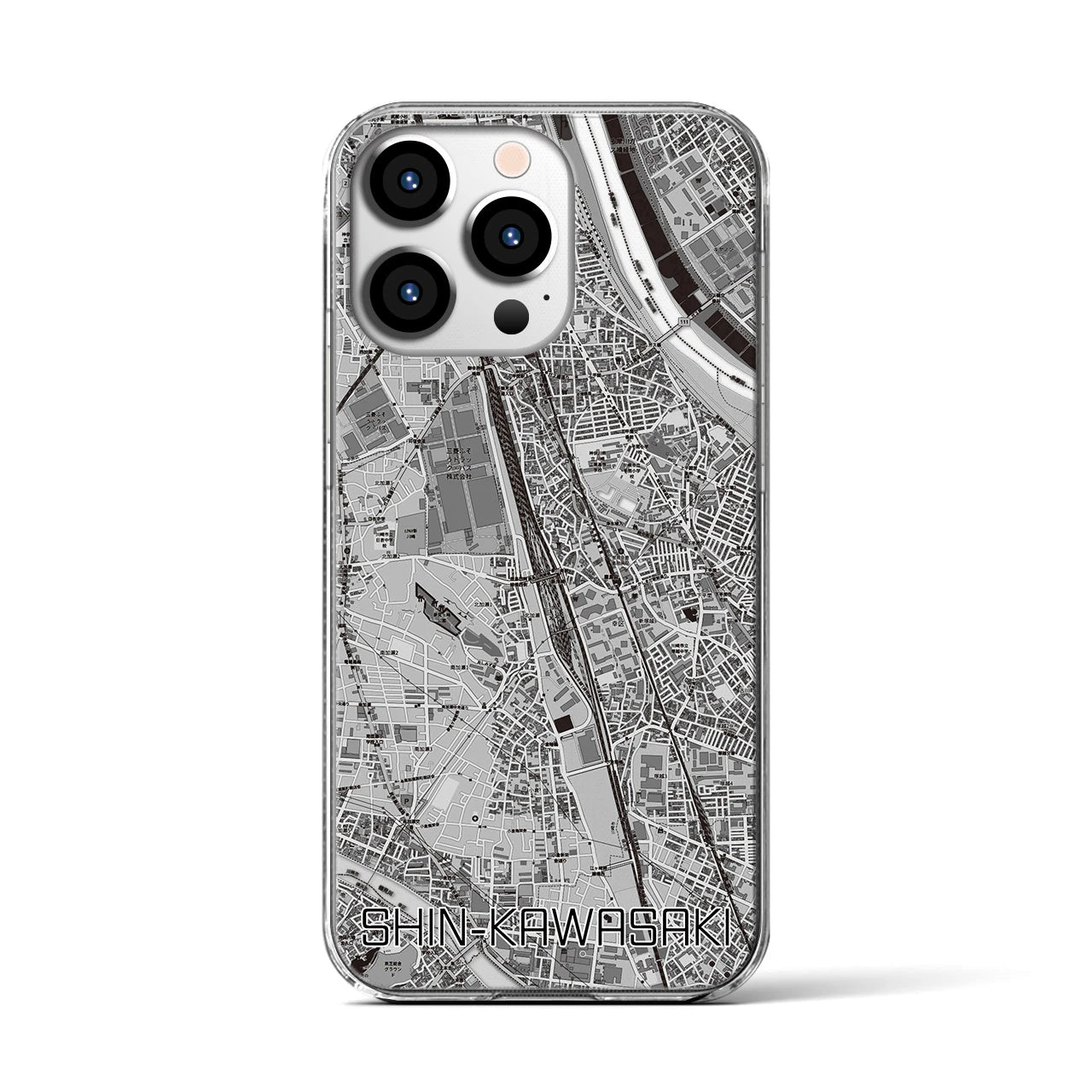 【新川崎(神奈川県)】地図柄iPhoneケース(クリアタイプ)