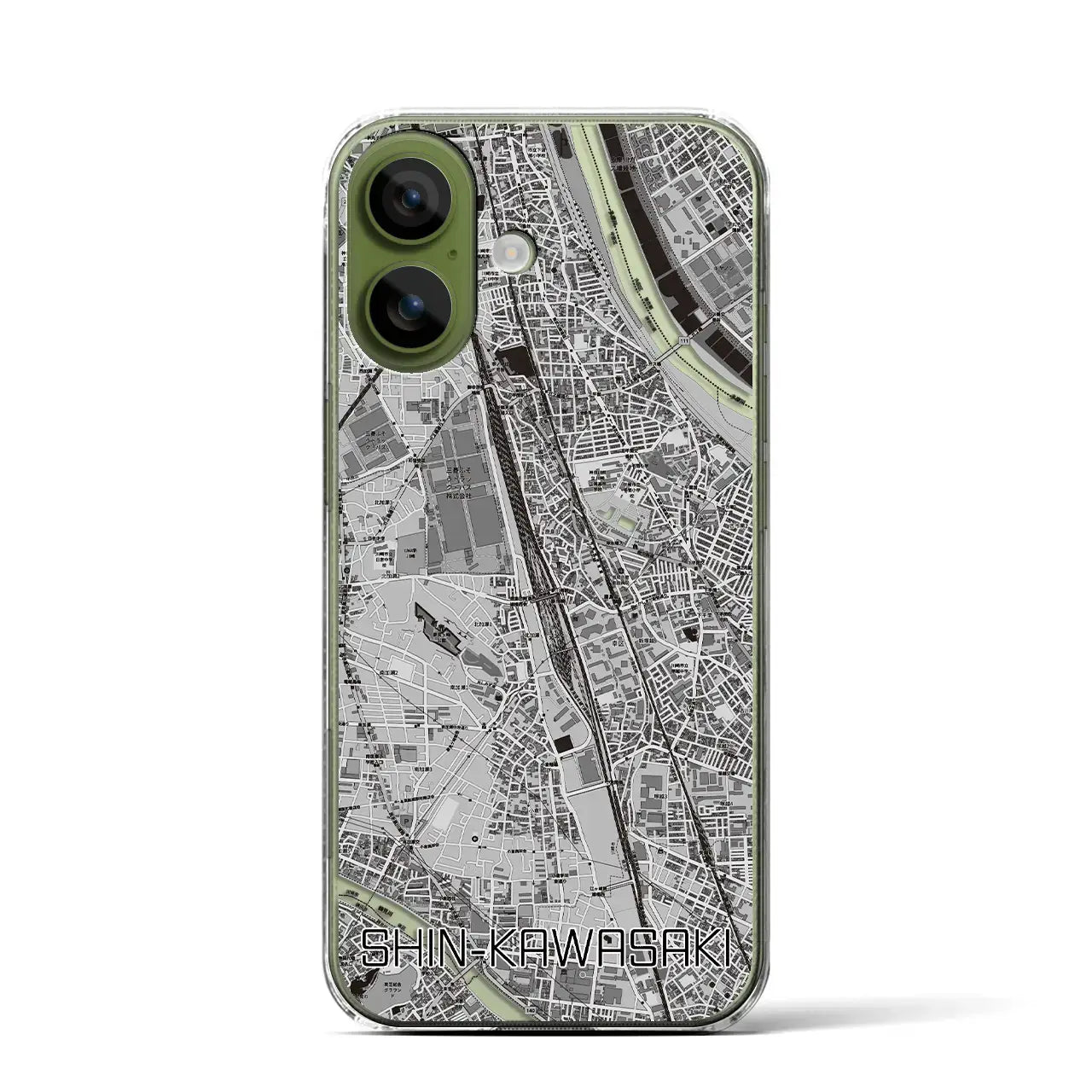 【新川崎(神奈川県)】地図柄iPhoneケース(クリアタイプ)モノトーン・iPhone 17 Pro Max 用