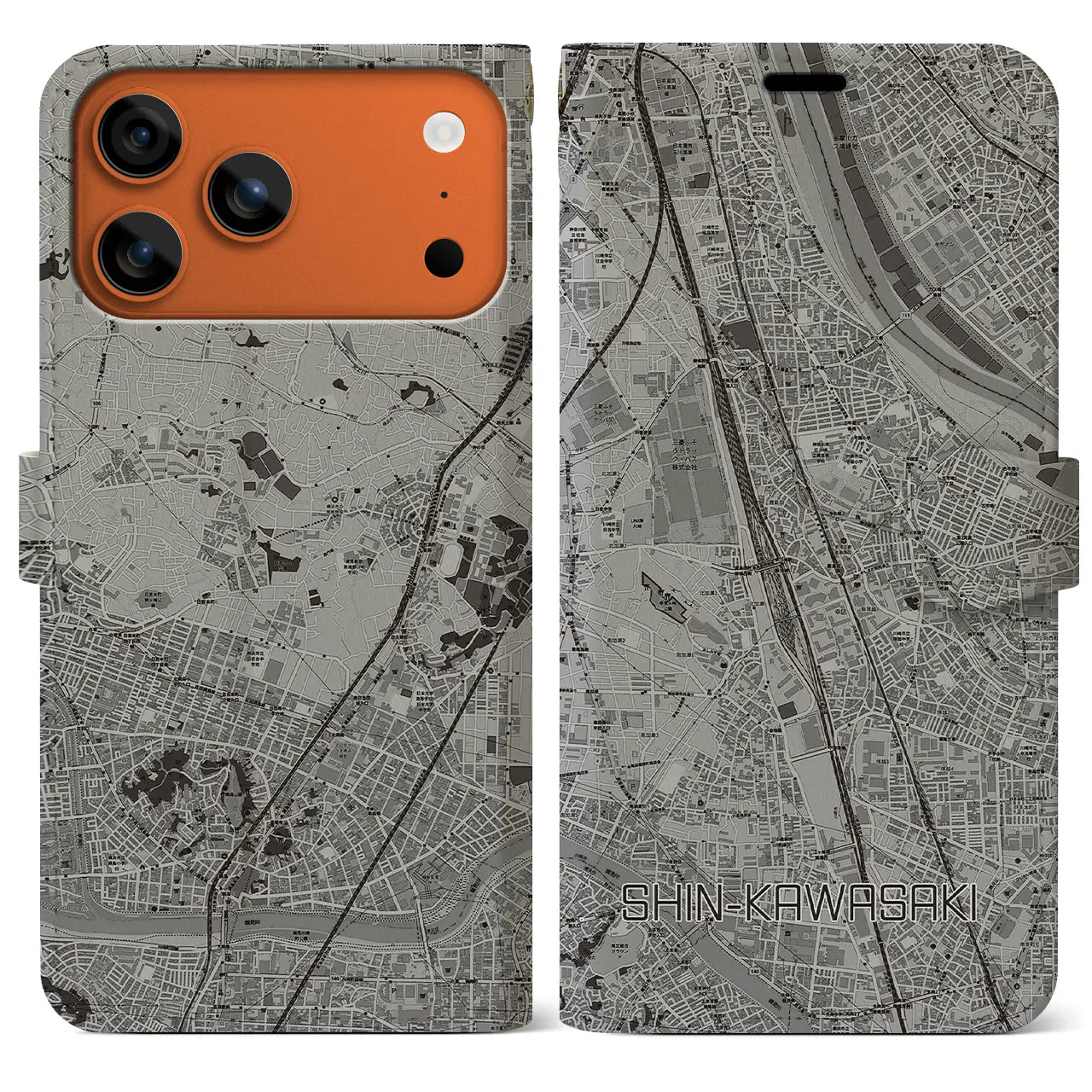 【新川崎(神奈川県)】地図柄iPhoneケース(手帳タイプ)