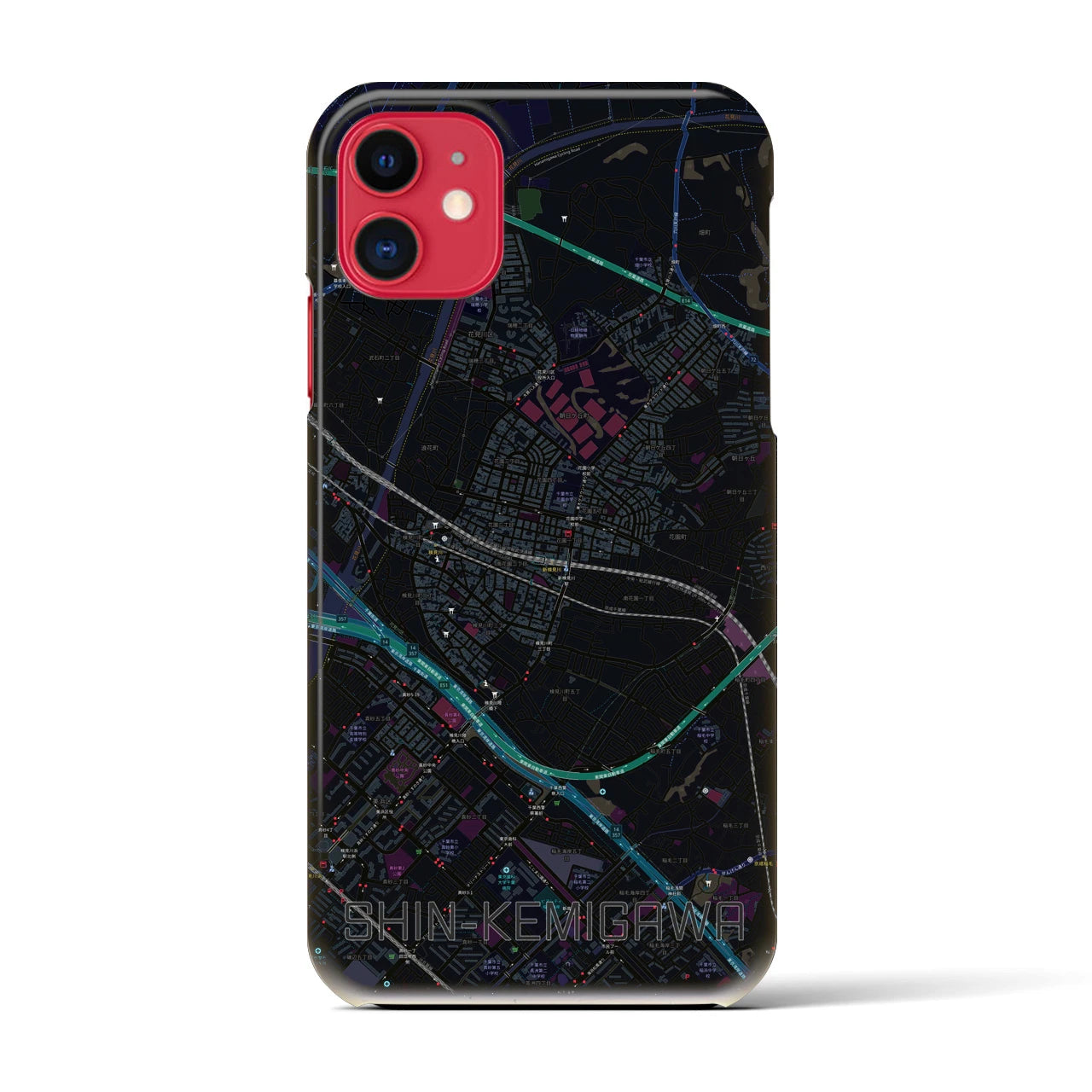 【新検見川(千葉県)】地図柄iPhoneケース(バックカバータイプ)
