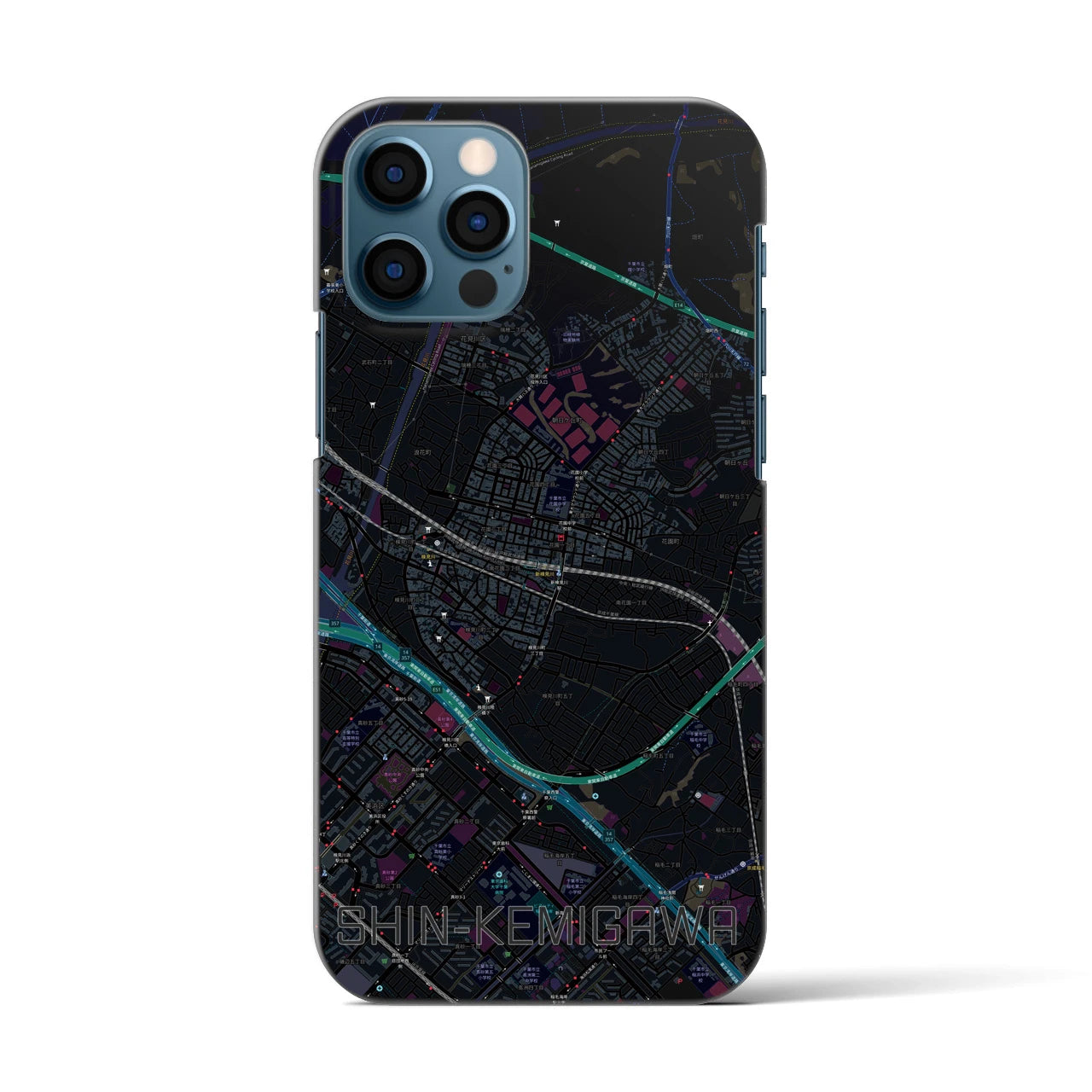 【新検見川(千葉県)】地図柄iPhoneケース(バックカバータイプ)