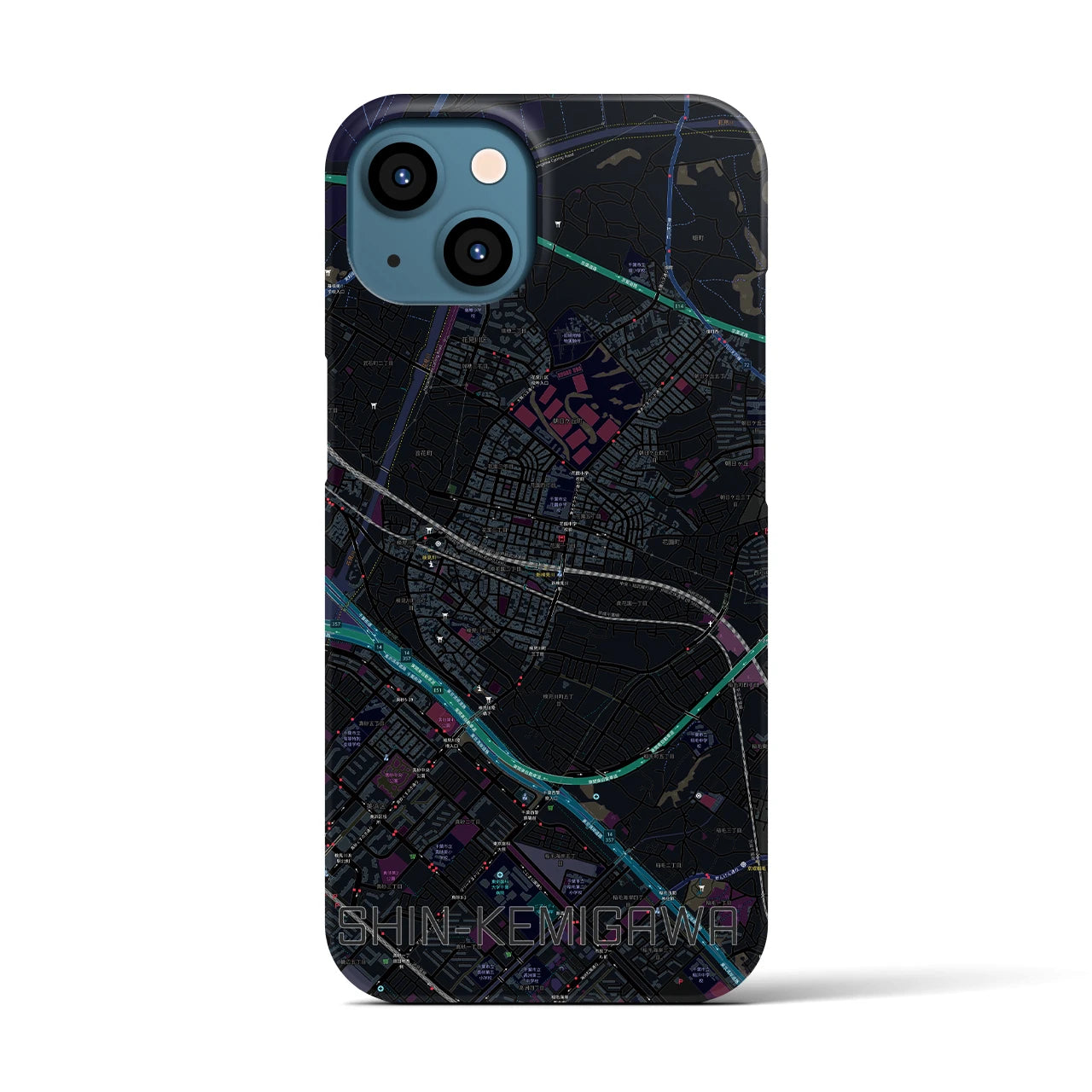 【新検見川(千葉県)】地図柄iPhoneケース(バックカバータイプ)
