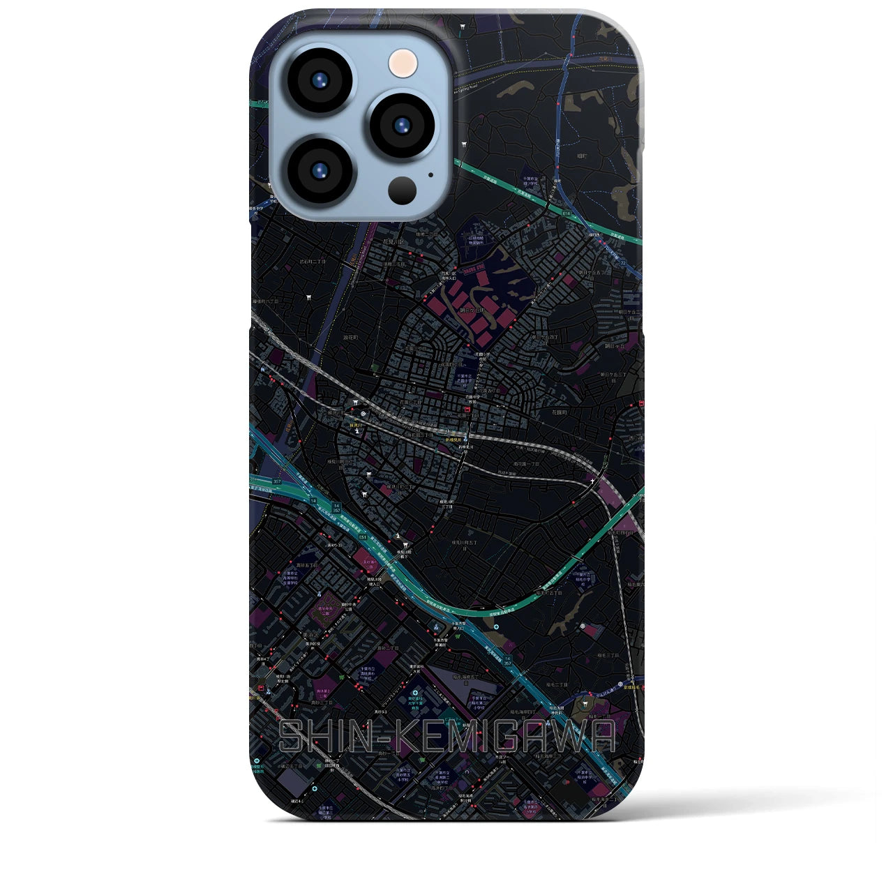 【新検見川(千葉県)】地図柄iPhoneケース(バックカバータイプ)
