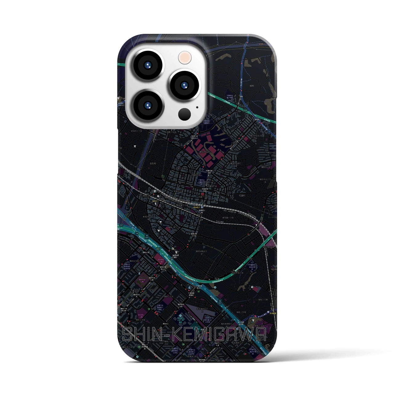 【新検見川(千葉県)】地図柄iPhoneケース(バックカバータイプ)
