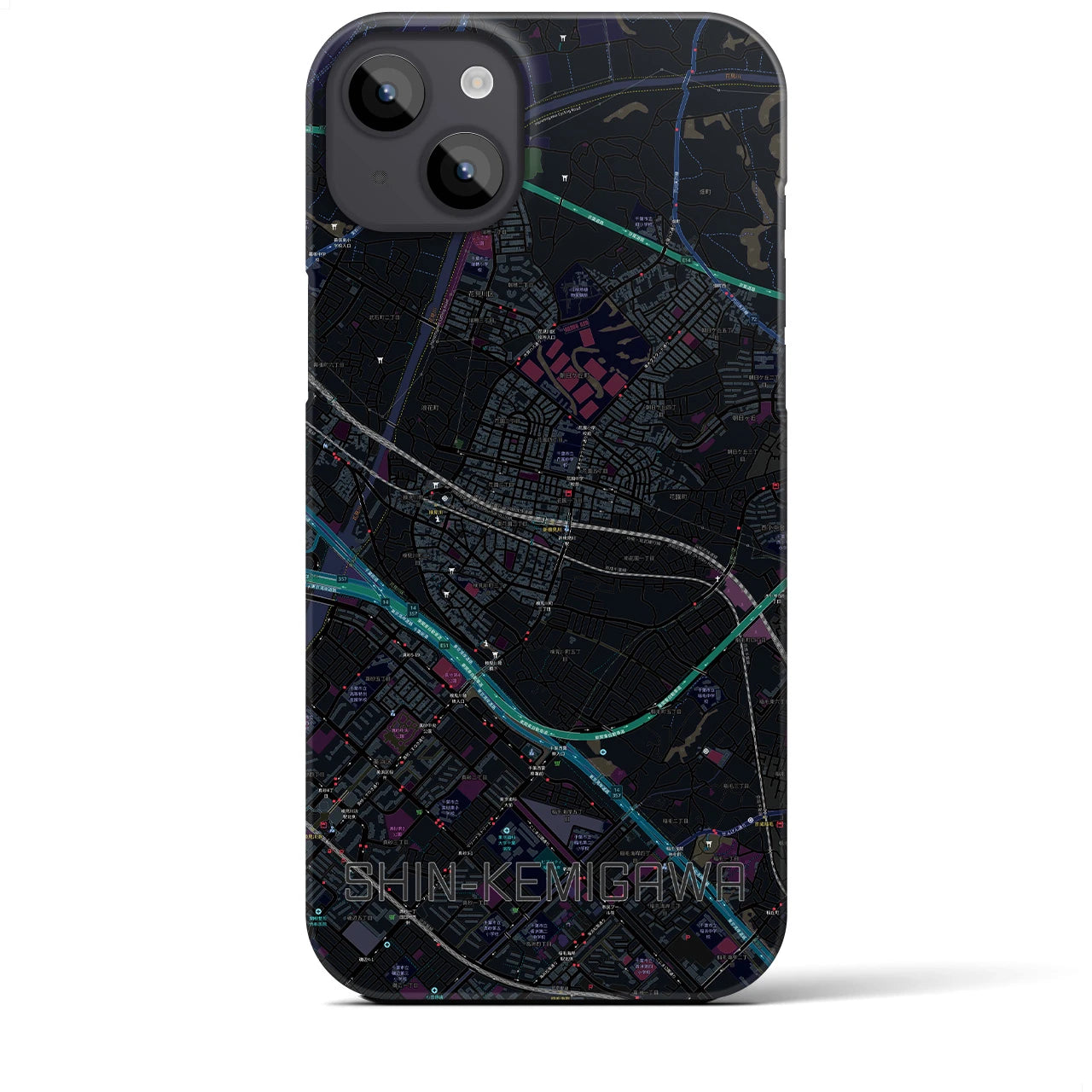 【新検見川(千葉県)】地図柄iPhoneケース(バックカバータイプ)