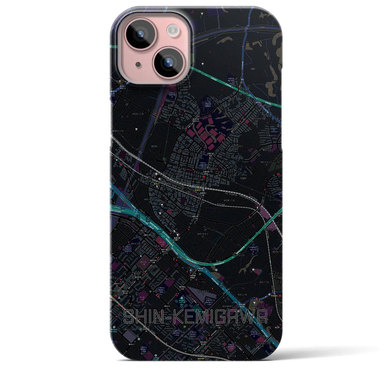 【新検見川(千葉県)】地図柄iPhoneケース(バックカバータイプ)