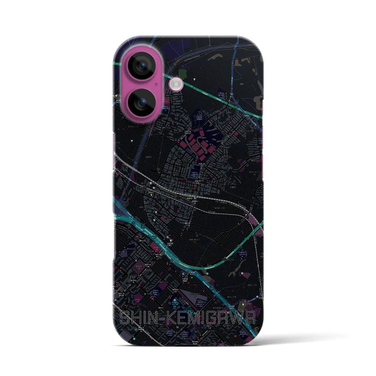 【新検見川(千葉県)】地図柄iPhoneケース(バックカバータイプ)