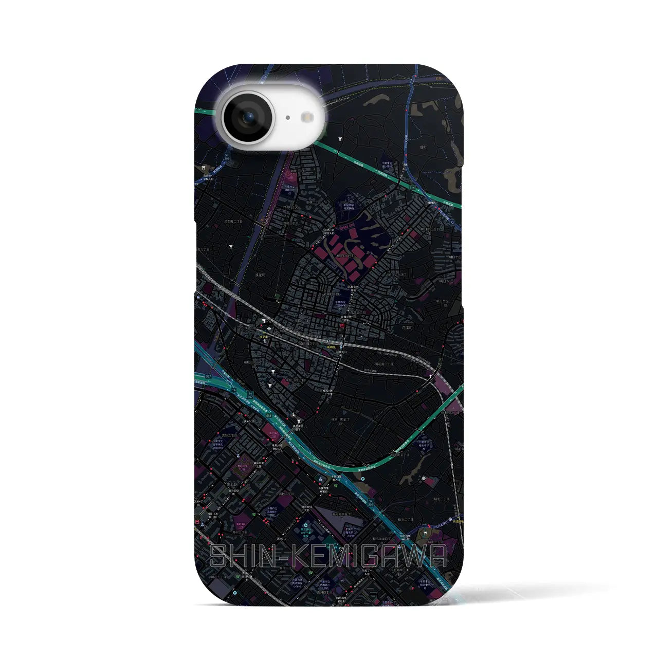 【新検見川(千葉県)】地図柄iPhoneケース(バックカバータイプ)