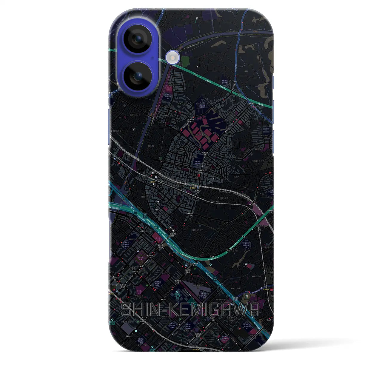 【新検見川(千葉県)】地図柄iPhoneケース(バックカバータイプ)