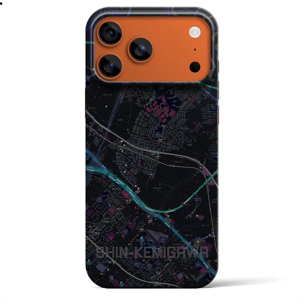 【新検見川(千葉県)】地図柄iPhoneケース(バックカバータイプ)