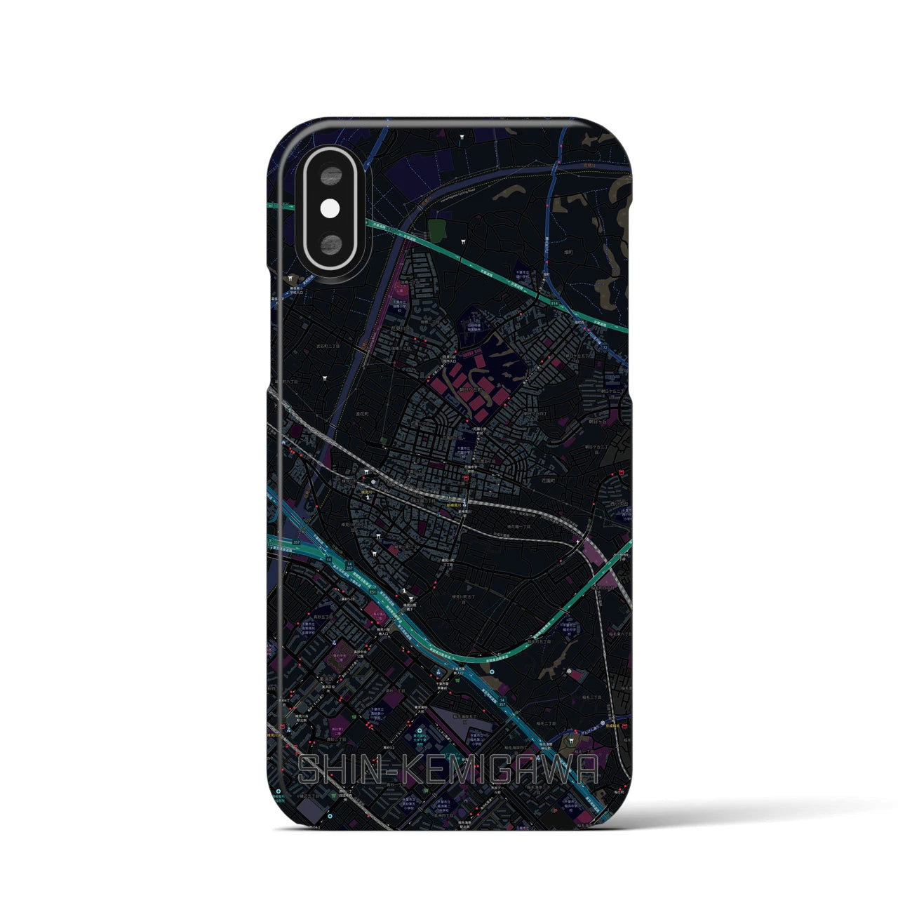 【新検見川(千葉県)】地図柄iPhoneケース(バックカバータイプ)