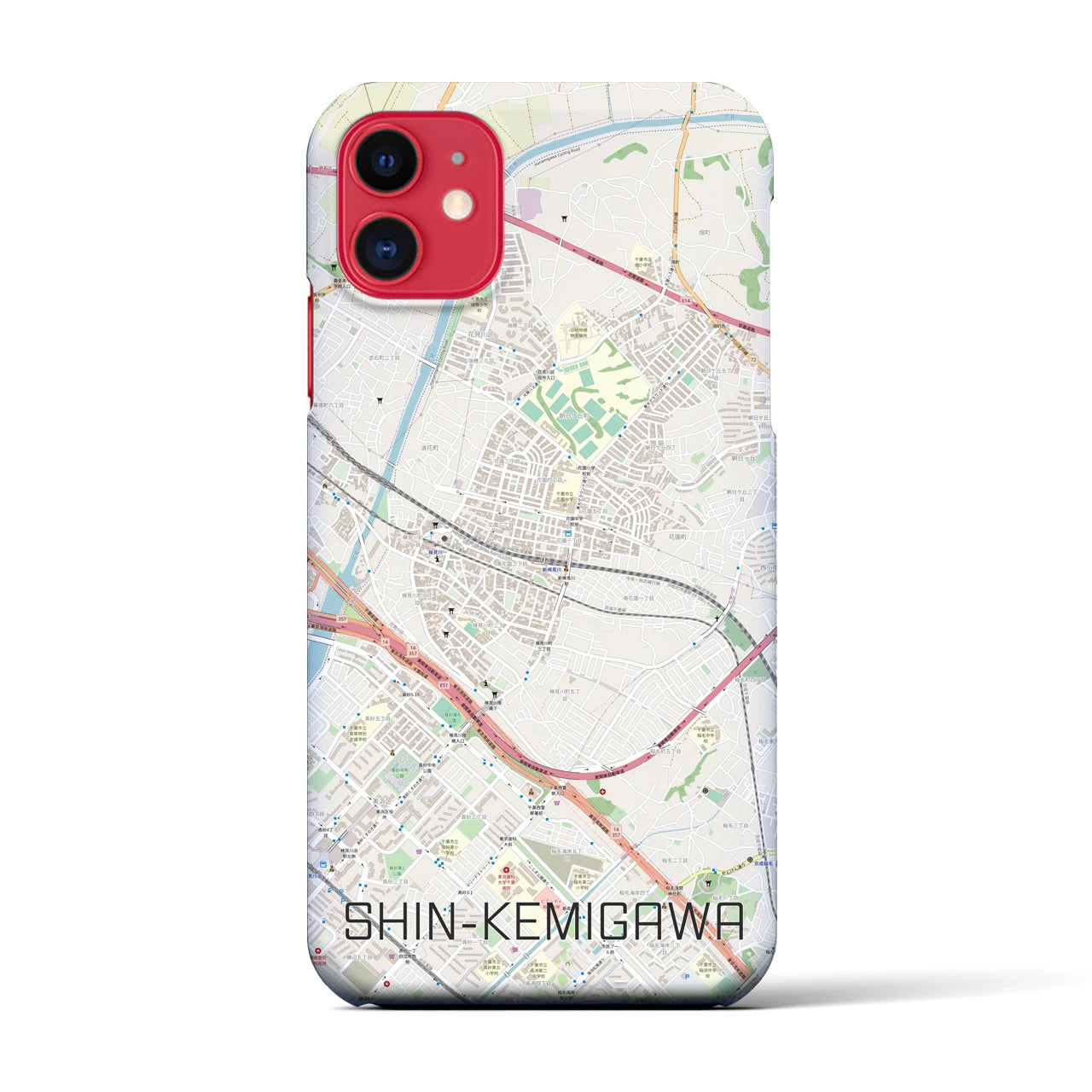 【新検見川(千葉県)】地図柄iPhoneケース(バックカバータイプ)