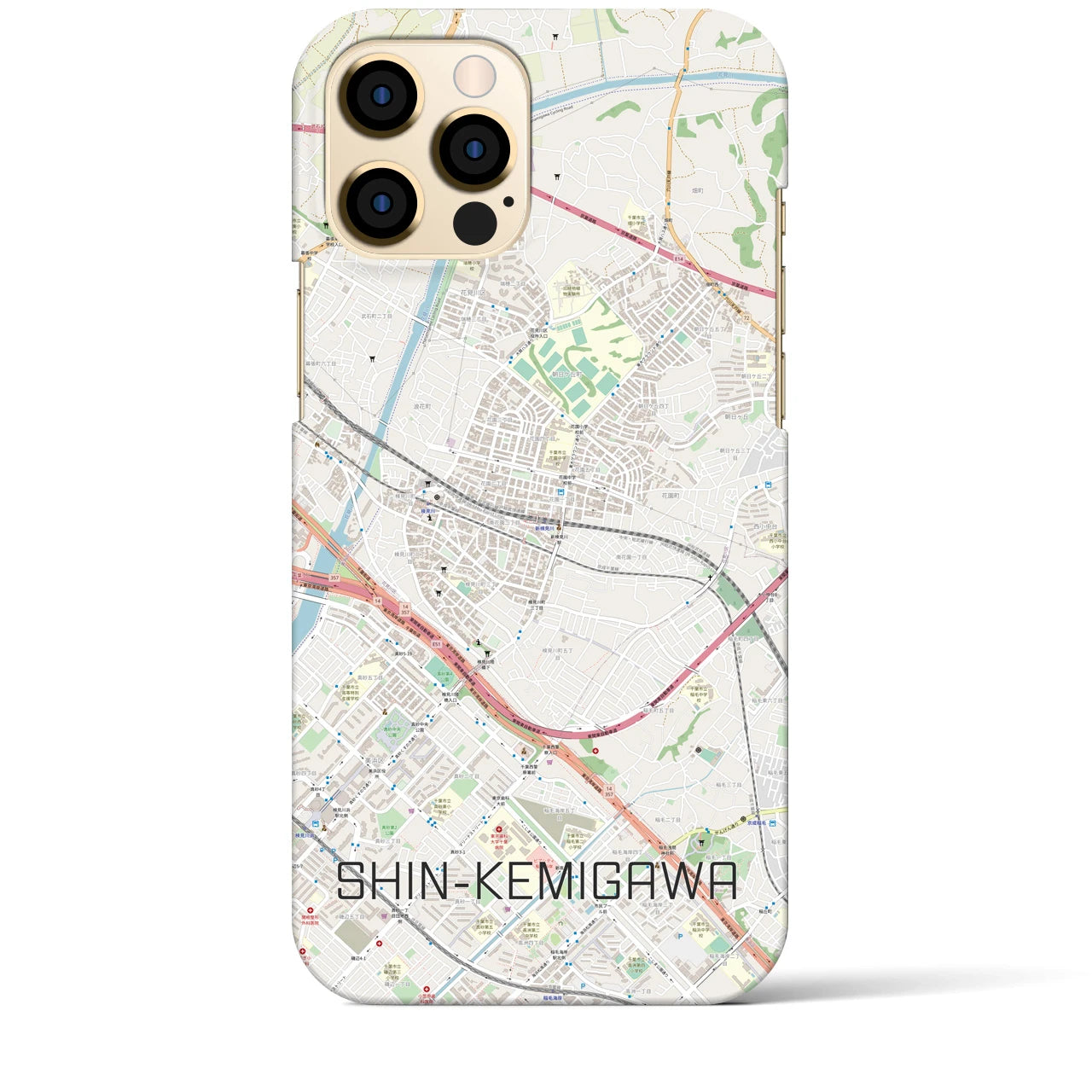 【新検見川(千葉県)】地図柄iPhoneケース(バックカバータイプ)