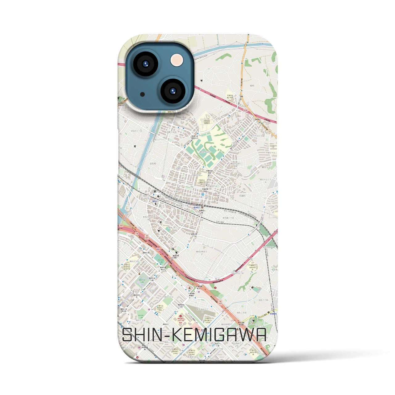 【新検見川(千葉県)】地図柄iPhoneケース(バックカバータイプ)