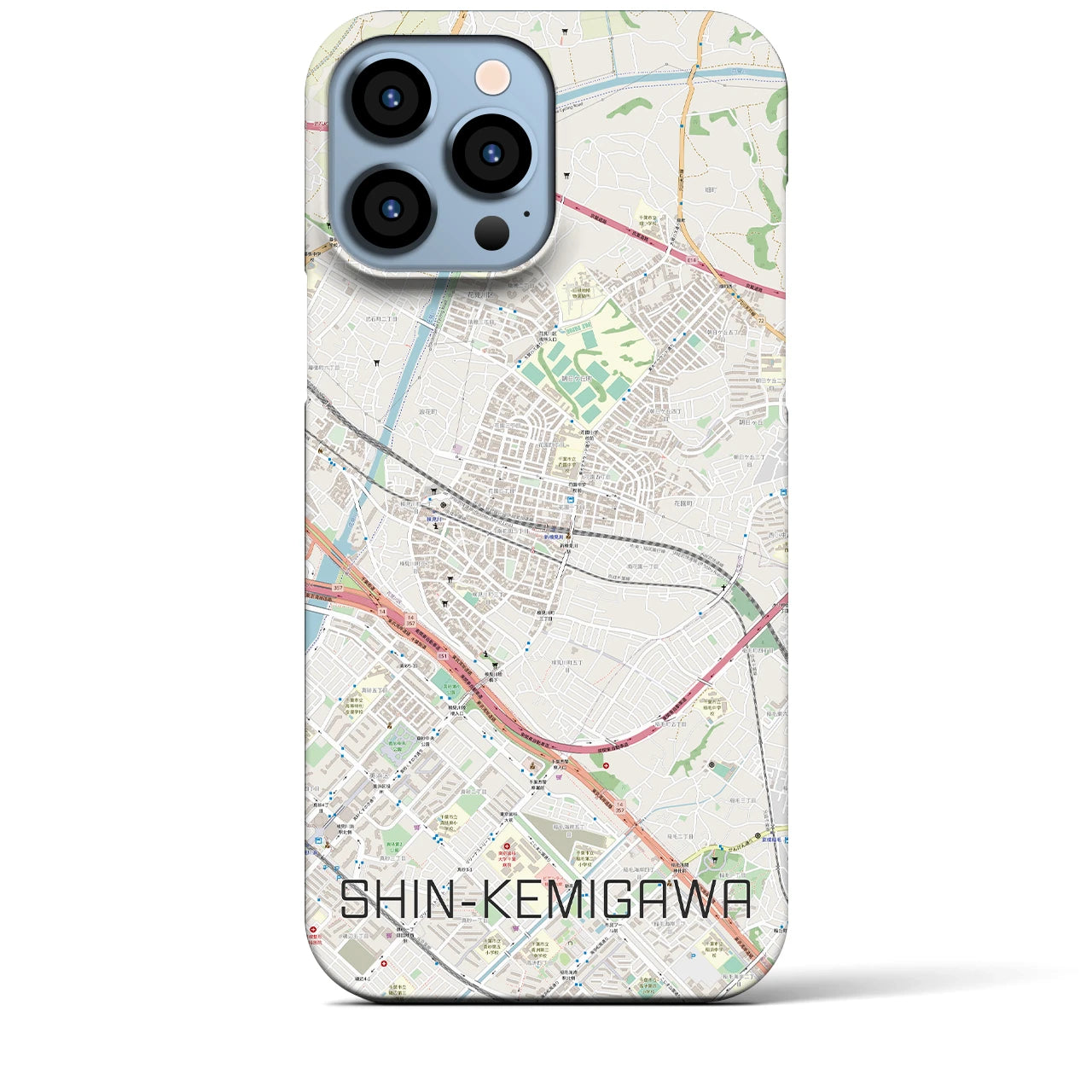 【新検見川(千葉県)】地図柄iPhoneケース(バックカバータイプ)