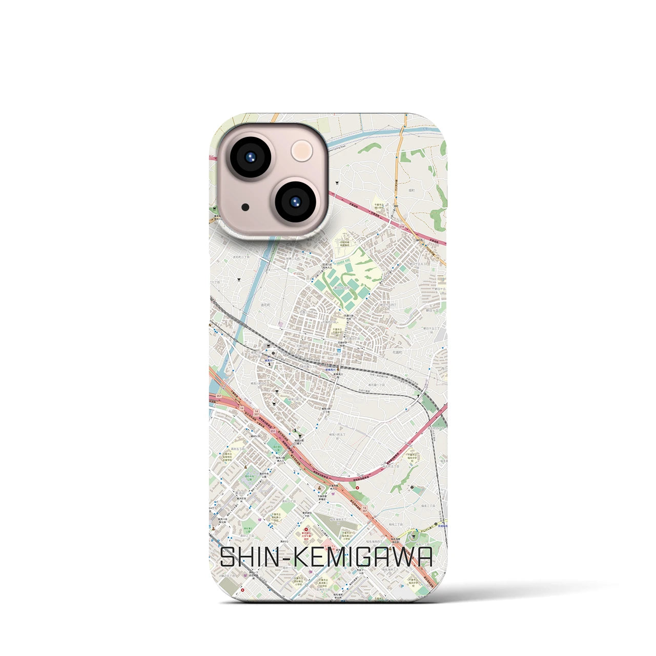 【新検見川(千葉県)】地図柄iPhoneケース(バックカバータイプ)