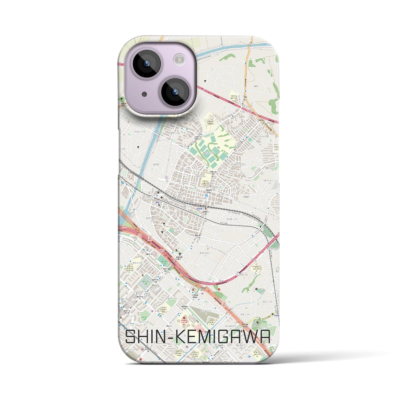 【新検見川(千葉県)】地図柄iPhoneケース(バックカバータイプ)