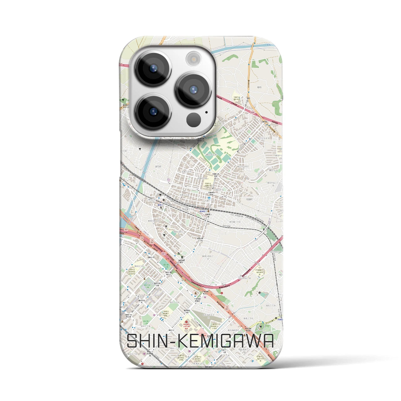 【新検見川(千葉県)】地図柄iPhoneケース(バックカバータイプ)
