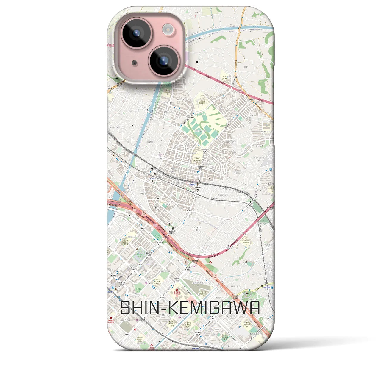 【新検見川(千葉県)】地図柄iPhoneケース(バックカバータイプ)