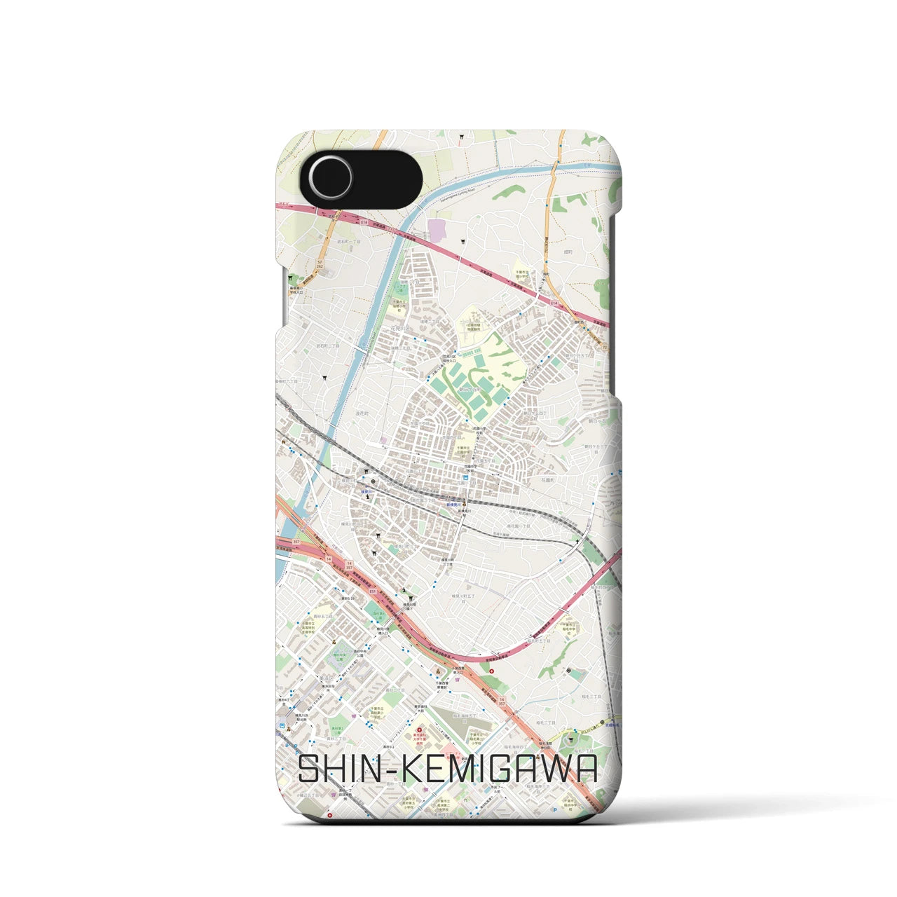 【新検見川(千葉県)】地図柄iPhoneケース(バックカバータイプ)