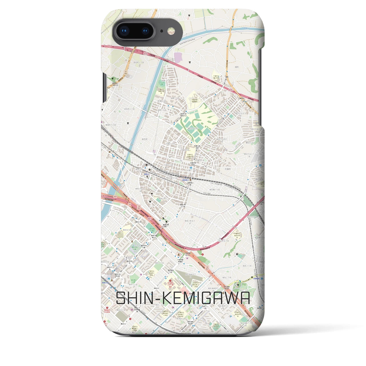 【新検見川(千葉県)】地図柄iPhoneケース(バックカバータイプ)