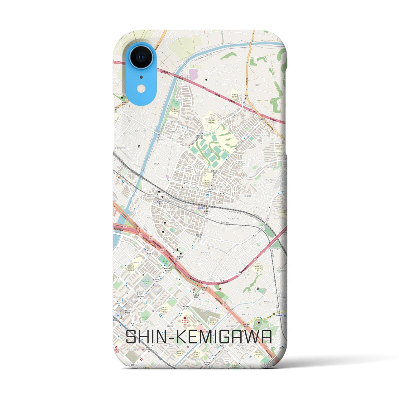【新検見川(千葉県)】地図柄iPhoneケース(バックカバータイプ)