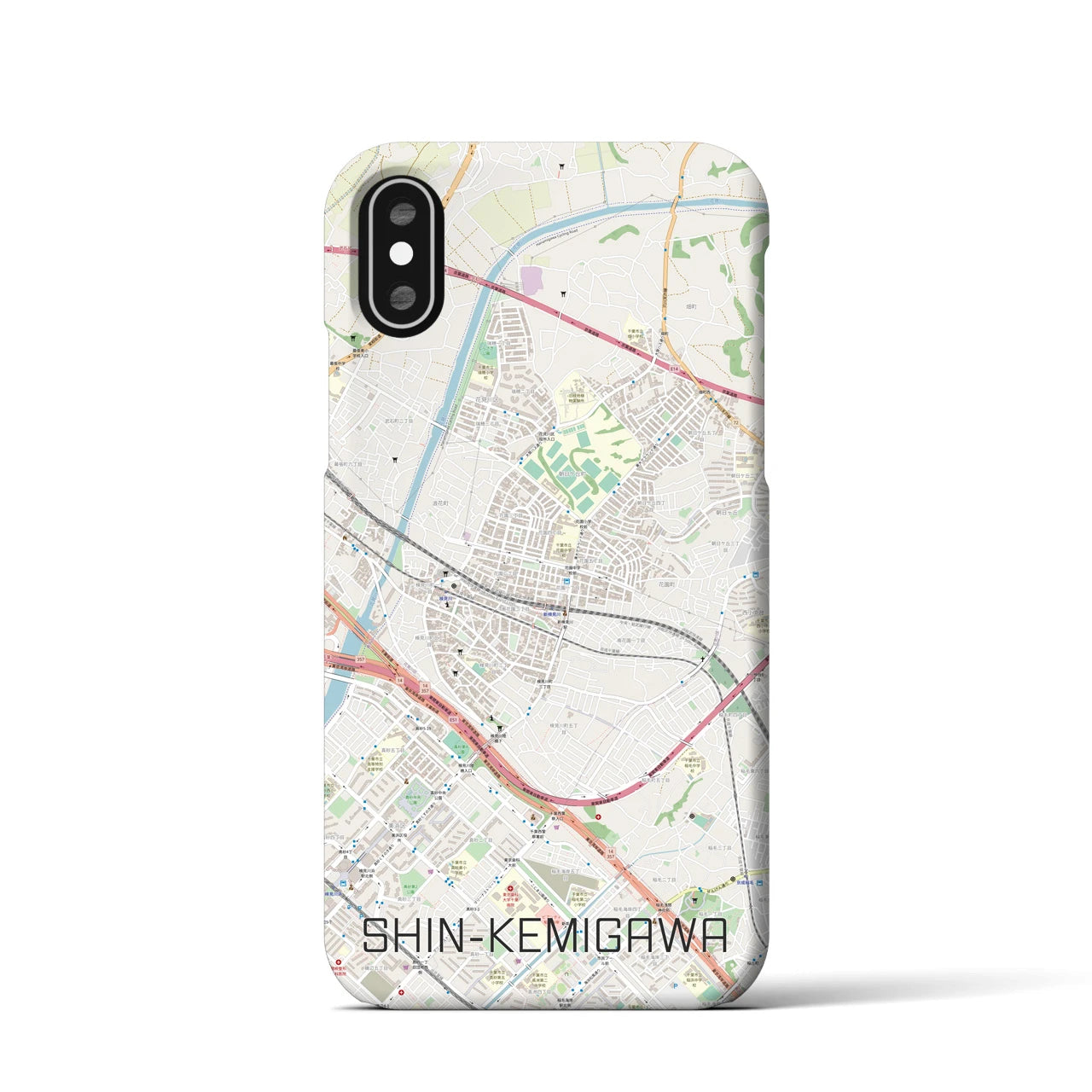 【新検見川(千葉県)】地図柄iPhoneケース(バックカバータイプ)