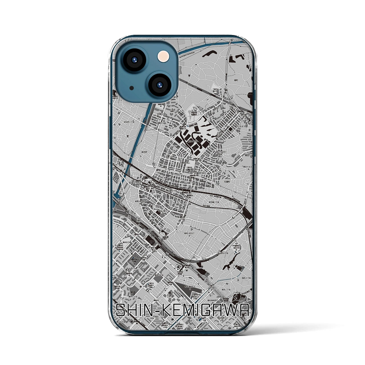 【新検見川(千葉県)】地図柄iPhoneケース(クリアタイプ)