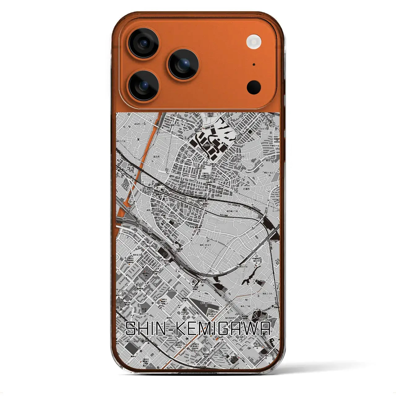 【新検見川(千葉県)】地図柄iPhoneケース(クリアタイプ)モノトーン・iPhone 17 Pro Max 用