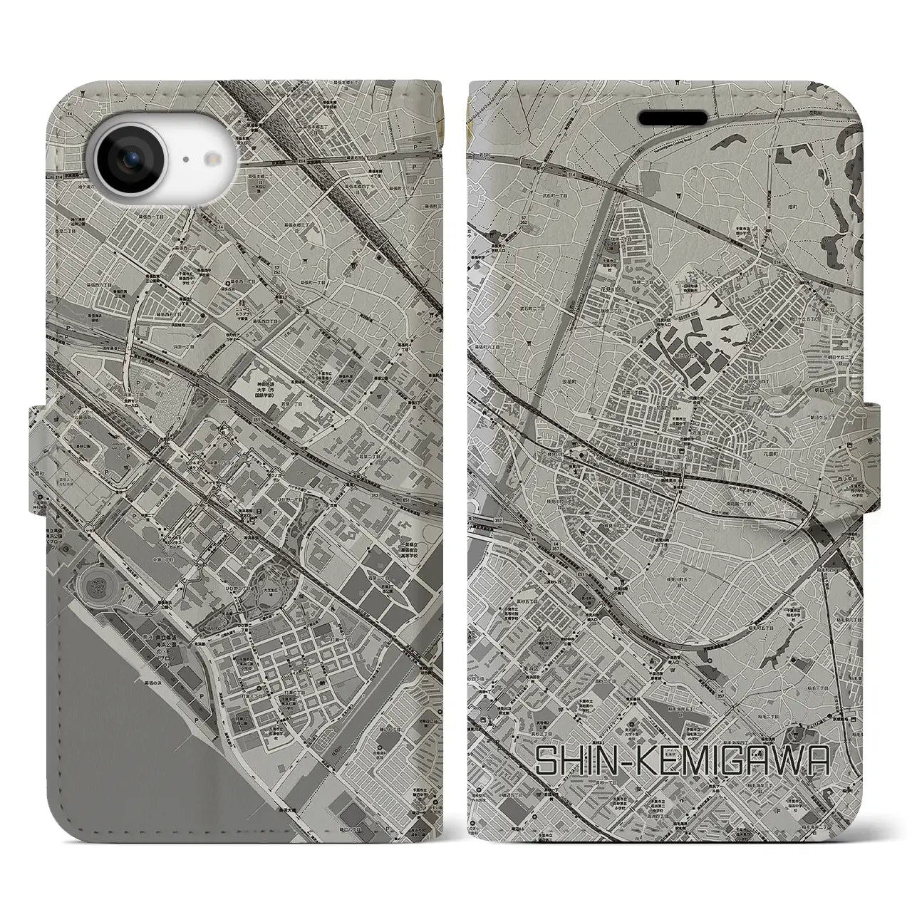 【新検見川(千葉県)】地図柄iPhoneケース(手帳タイプ)