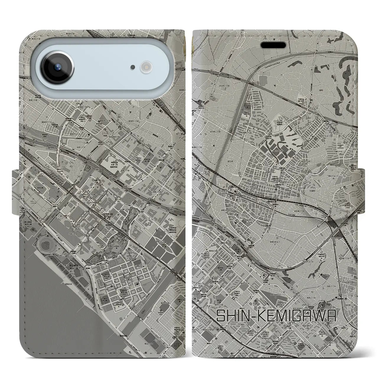 【新検見川(千葉県)】地図柄iPhoneケース(手帳タイプ)