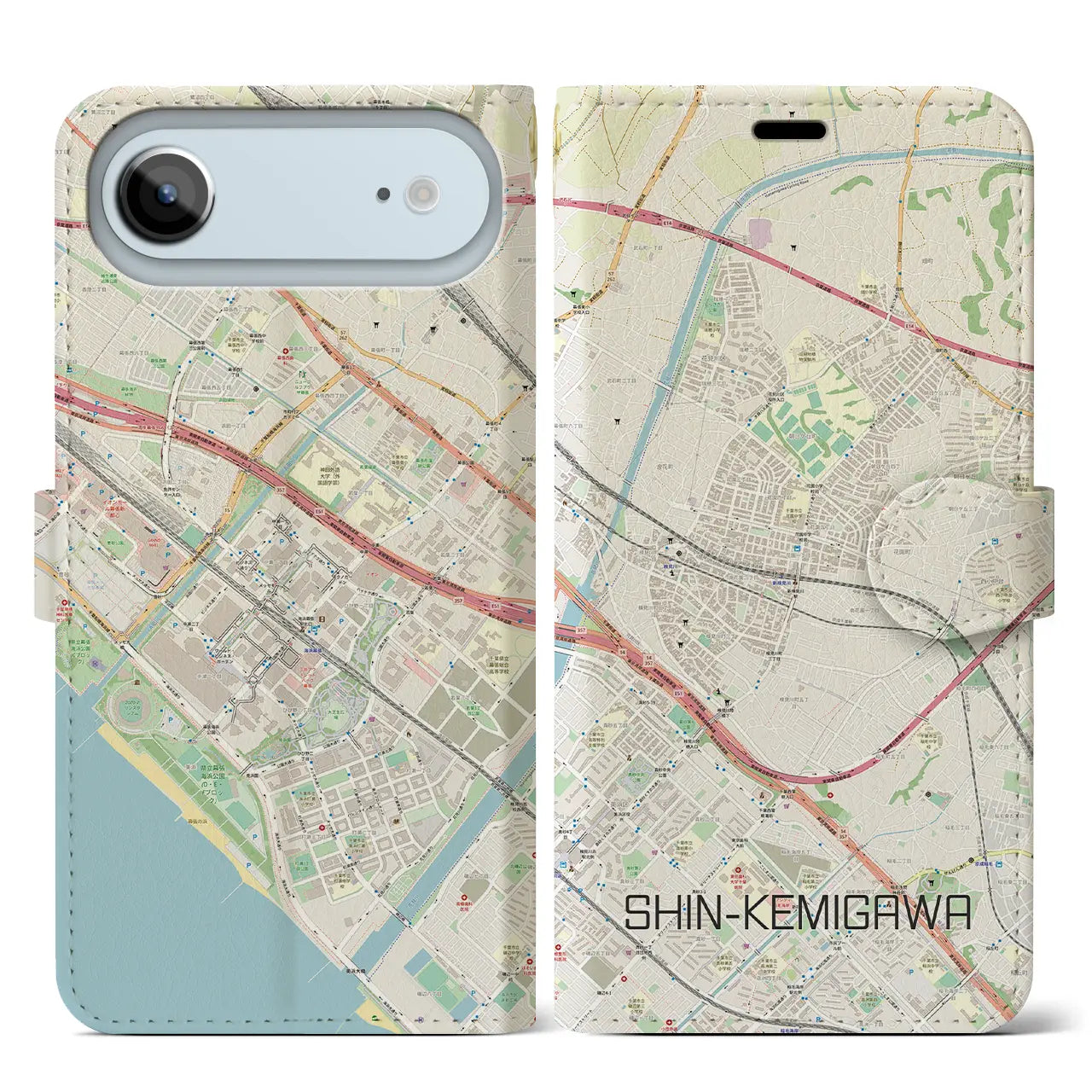 【新検見川(千葉県)】地図柄iPhoneケース(手帳タイプ)