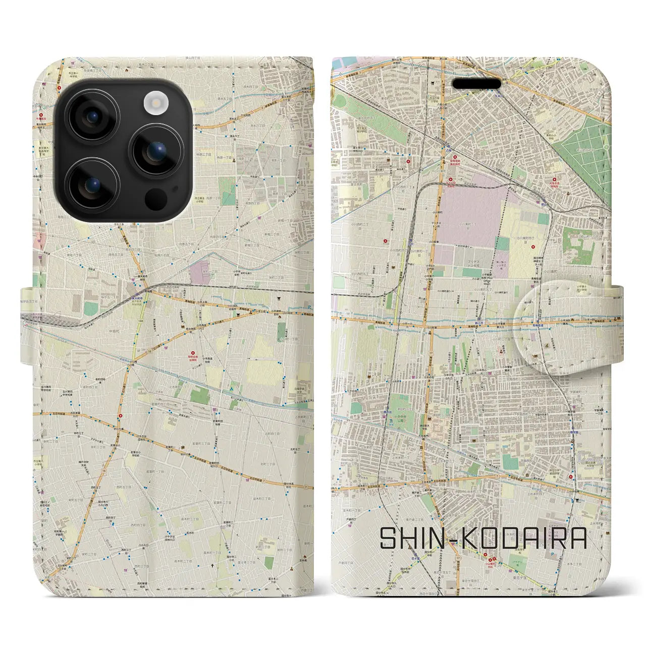 【新小平(東京都)】地図柄iPhoneケース(手帳タイプ)ナチュラル・iPhone 16 用