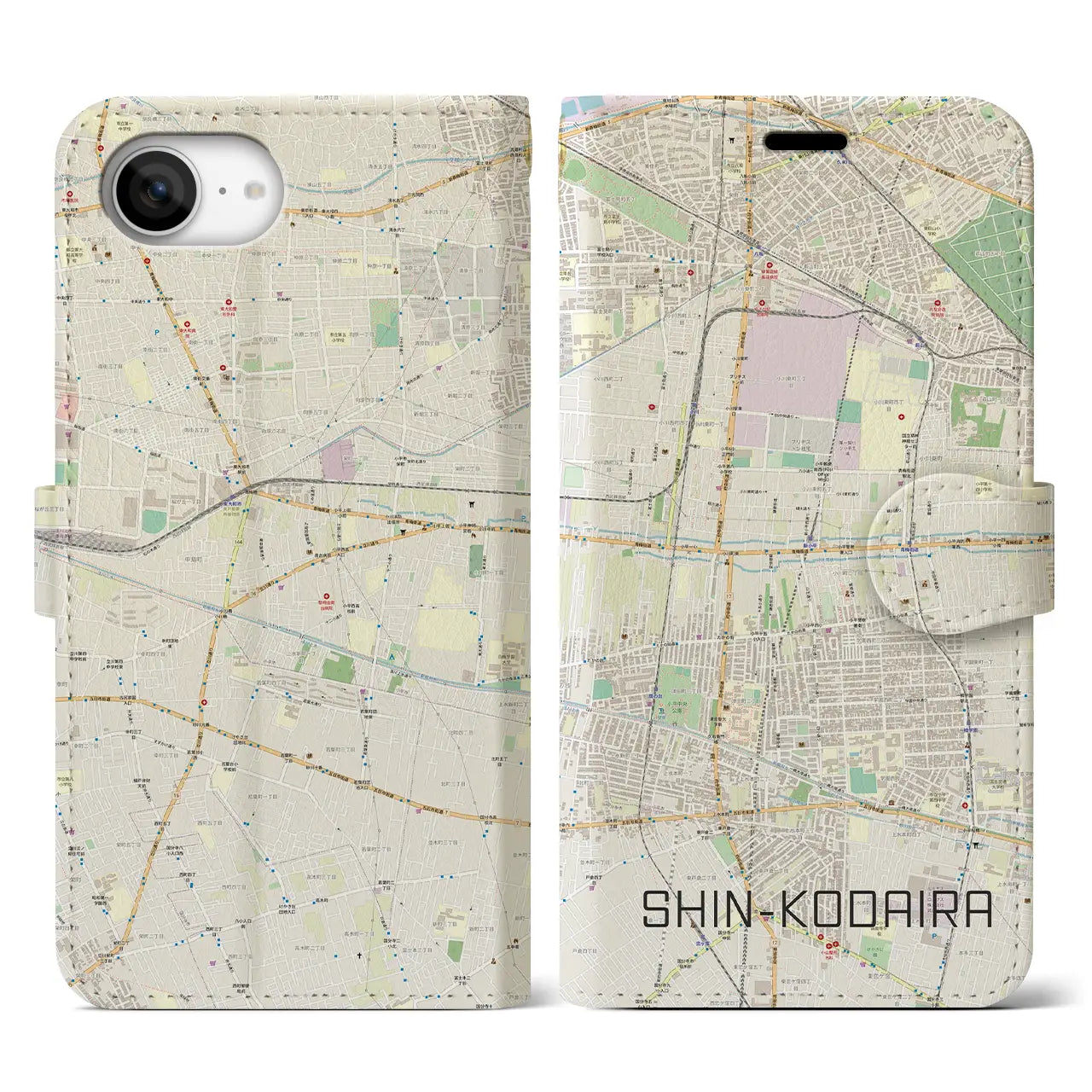 【新小平(東京都)】地図柄iPhoneケース(手帳タイプ)