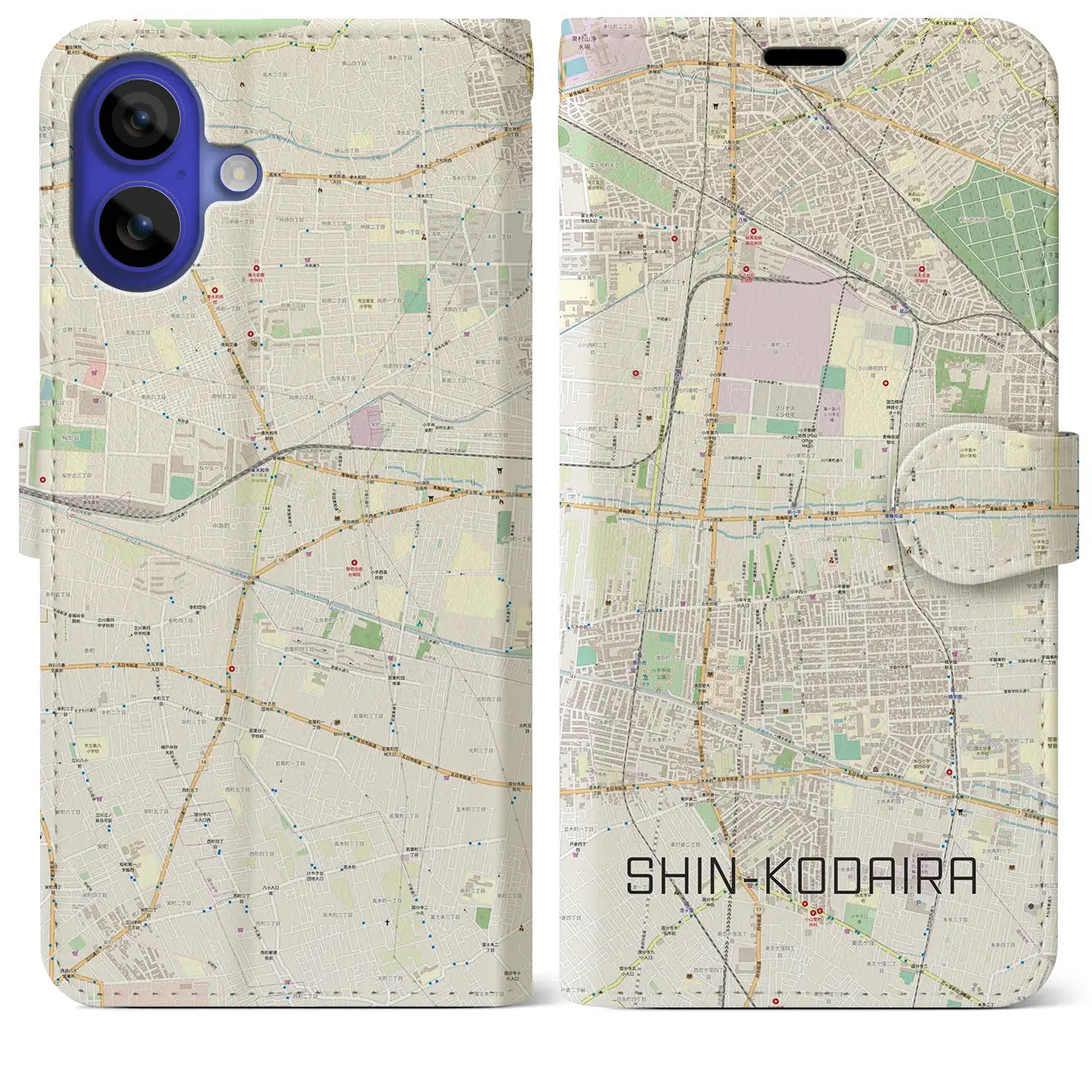 【新小平(東京都)】地図柄iPhoneケース(手帳タイプ)