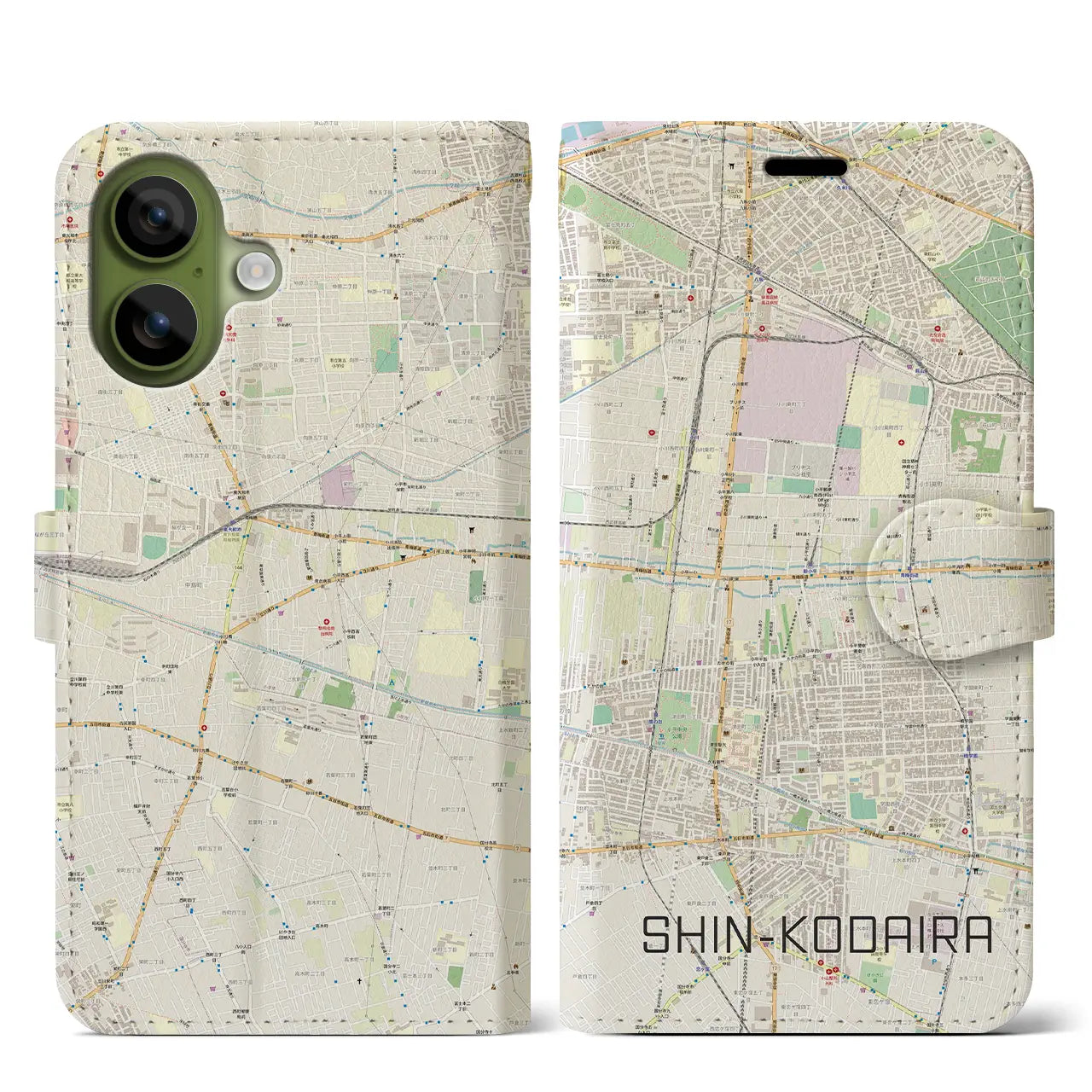 【新小平(東京都)】地図柄iPhoneケース(手帳タイプ)