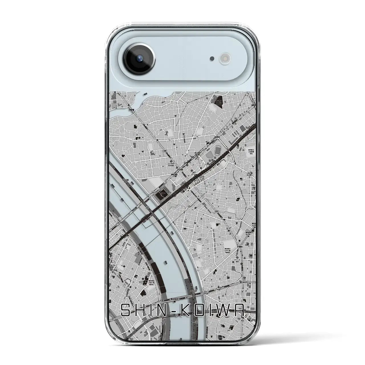 【新小岩(東京都)】地図柄iPhoneケース(クリアタイプ)モノトーン・iPhone 17 Pro Max 用