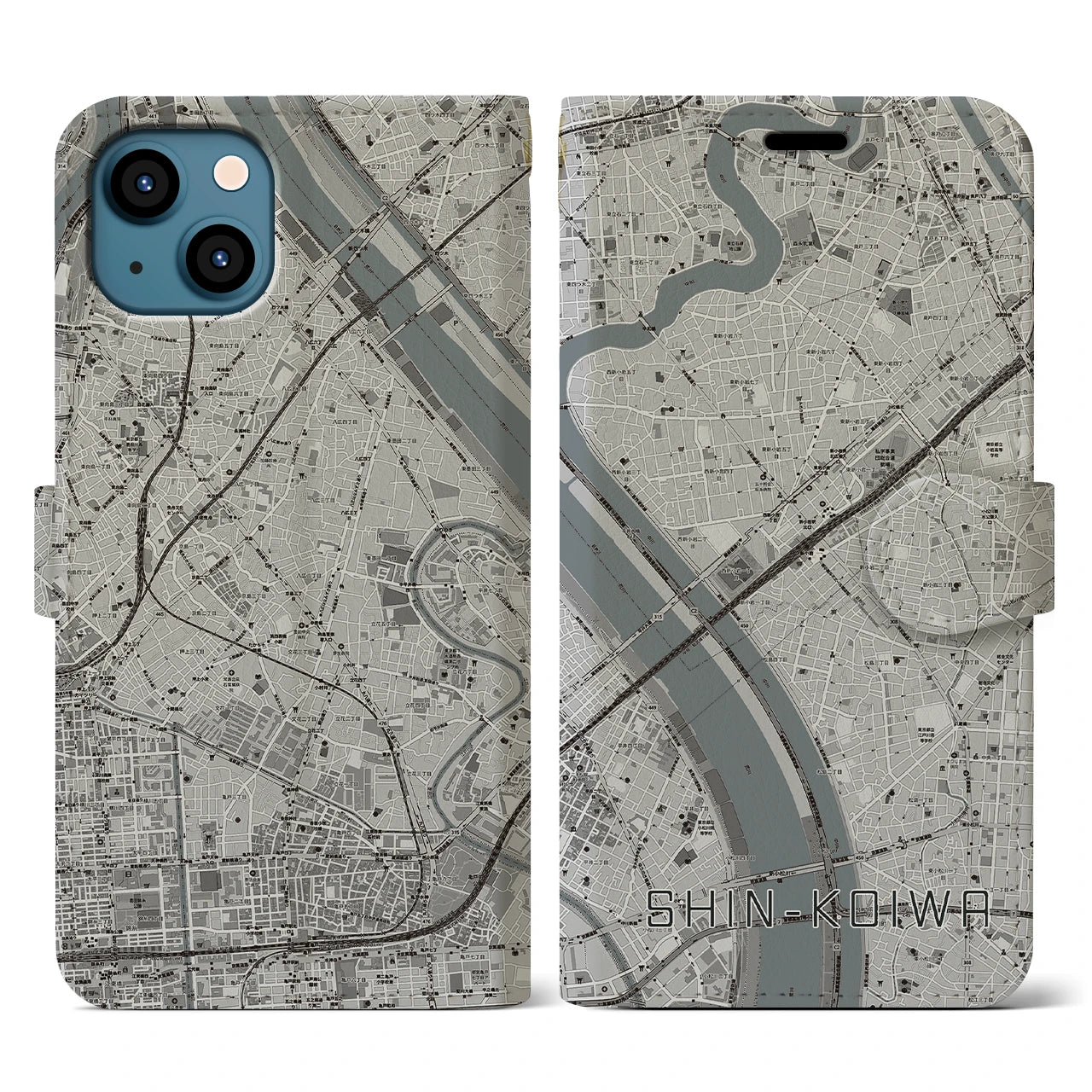 【新小岩(東京都)】地図柄iPhoneケース(手帳タイプ)