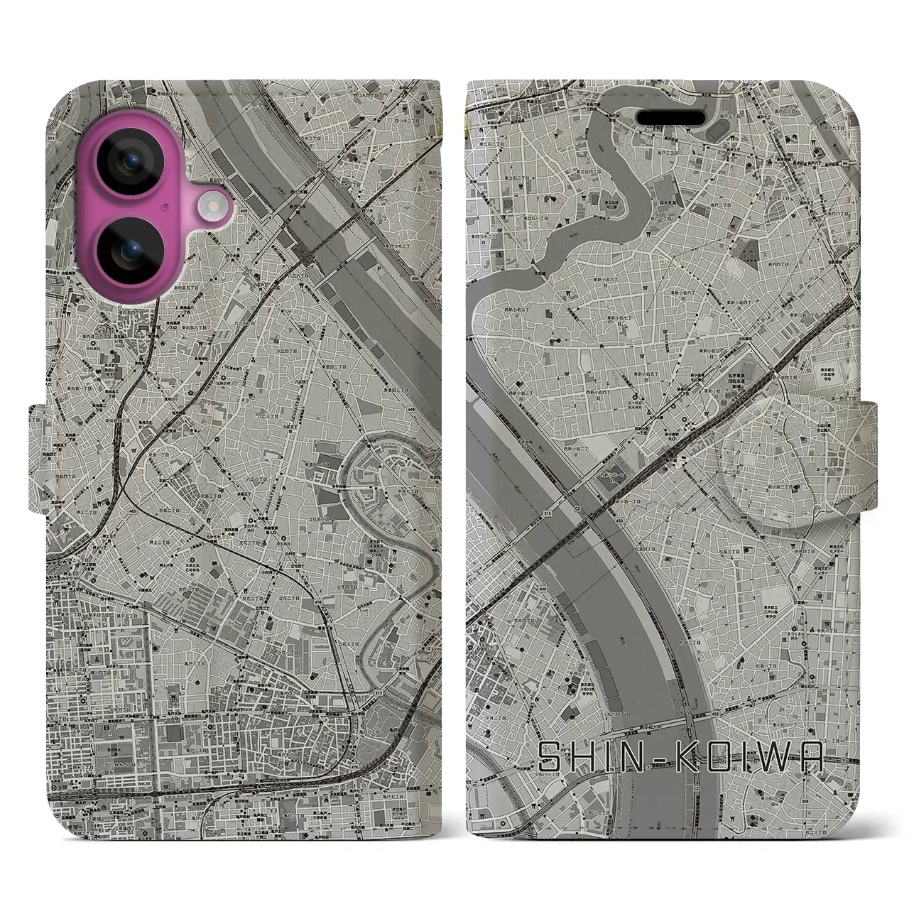 【新小岩(東京都)】地図柄iPhoneケース(手帳タイプ)