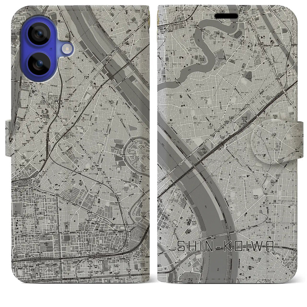 【新小岩(東京都)】地図柄iPhoneケース(手帳タイプ)